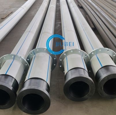 Tubo in HDPE per l'approvvigionamento idrico e per il dragaggio con flange di acciaio in bianco e nero