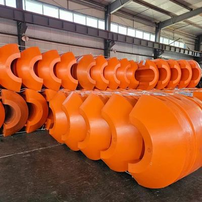 Fluttuatore di tubi HDPE resistenti agli urti in giallo/arancione con produzione di stampaggio rotazionale